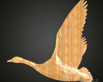Graceful Goose in Flight – CNC Router STL File for Wood Carving