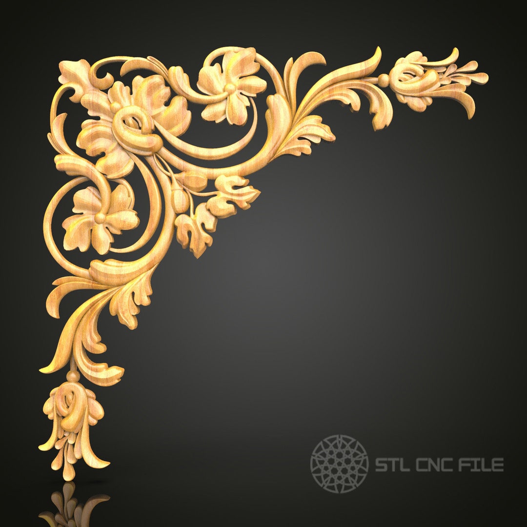 Elegant Floral Scrolls CNC Router Engraver STL Model – Ideal for Artcam ...