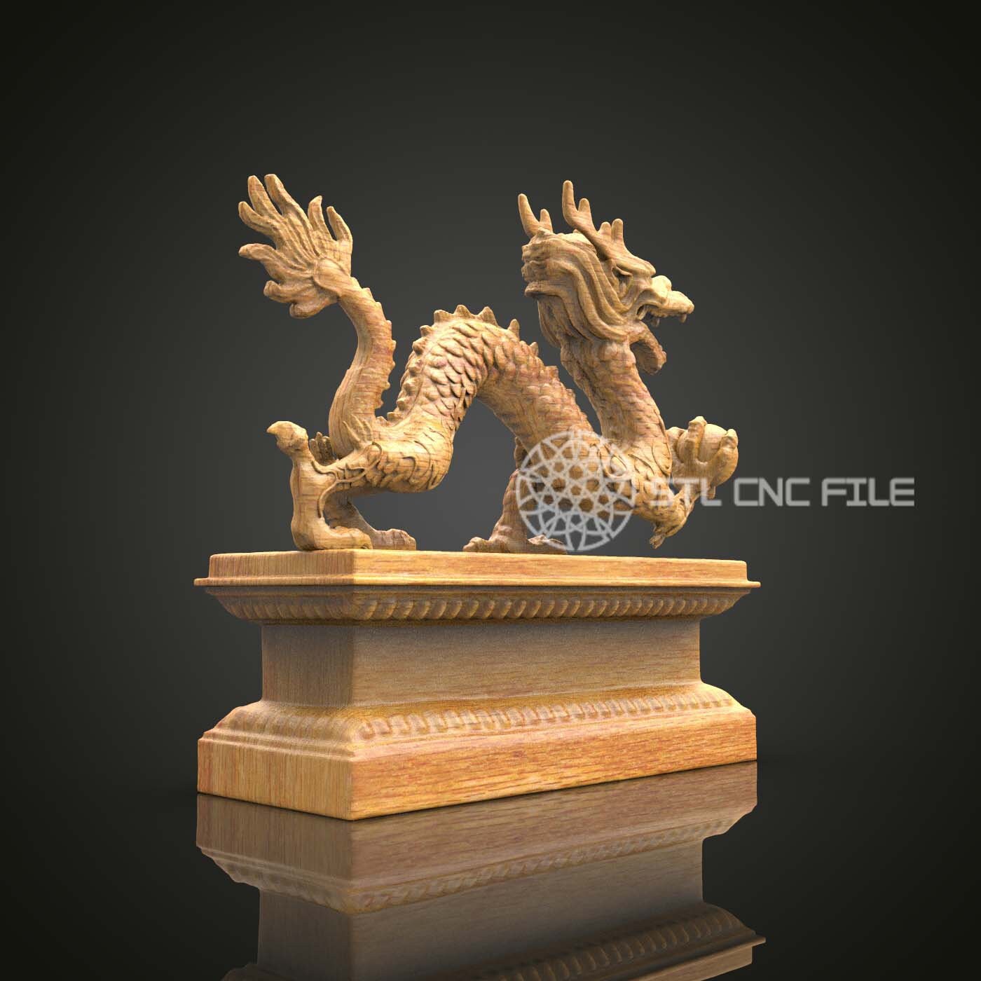 Majestic Dragon Sculpture 3D STL Model, CNC Router Engraving, Wood ...