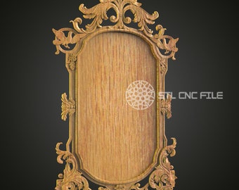 Rococo Style CNC Engraved Frame - Luxurious Wood Carving, Ornate Mirror Frame