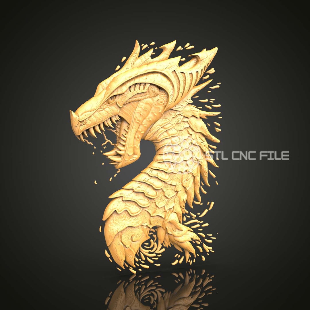 Fiery Dragon STL Model, CNC Router Engraving, Artcam Aspire 3D File ...