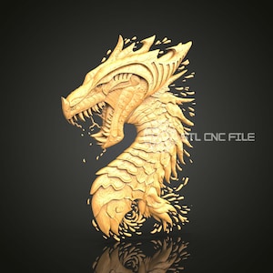 Fiery Dragon STL Model, CNC Router Engraving, Artcam Aspire 3D File, Wood Art Timepiece, Dragon Wall Decor Clock, CNC Woodworking Plan