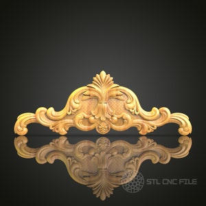 Elegant Wood Carving STL Model for CNC Router - Artcam, Aspire Compatible, Luxurious Wall Decor