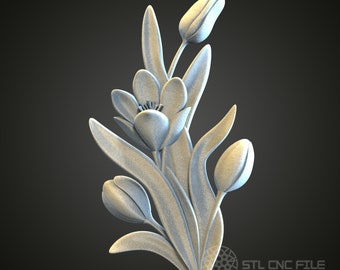 3D-model tulpenboeket: bloemsierkunst met CNC- en 3D-printer (STL/pdf)