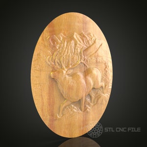 Elk Duo Wilderness CNC Carving: Nature Scene STL File