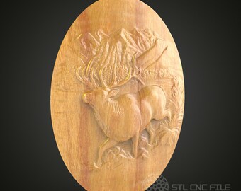 Elk Duo Wilderness CNC-snijwerk: natuurtafereel STL-bestand