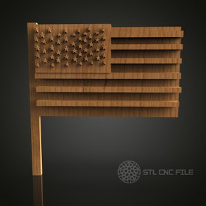 CNC ルーター彫刻機、壁装飾 Artcam Aspire CNC ファイル用の木製アメリカ国旗 STL モデル