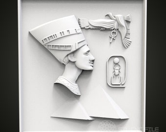 Nefertiti Relief 3D Model: CNC Router Artcam Aspire STL (Digital File)