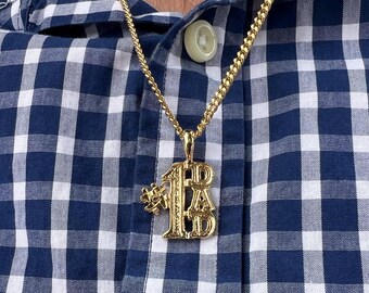 Number 1 Dad Pendant Necklace ~ Curb Chain ~ Textured Lettering ~ Father's Day Gift