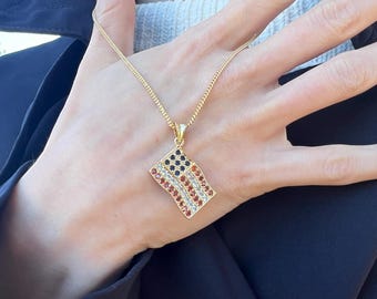 Ketting Amerikaanse vlag | Patriottische hanger CZ | 14K goud of gerhodineerd