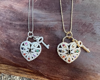 アクセサリー 40s sweet heart jewelry padlock necklace Padlock Necklace, Heart Padlock Necklace, Lock Necklace, Padlock