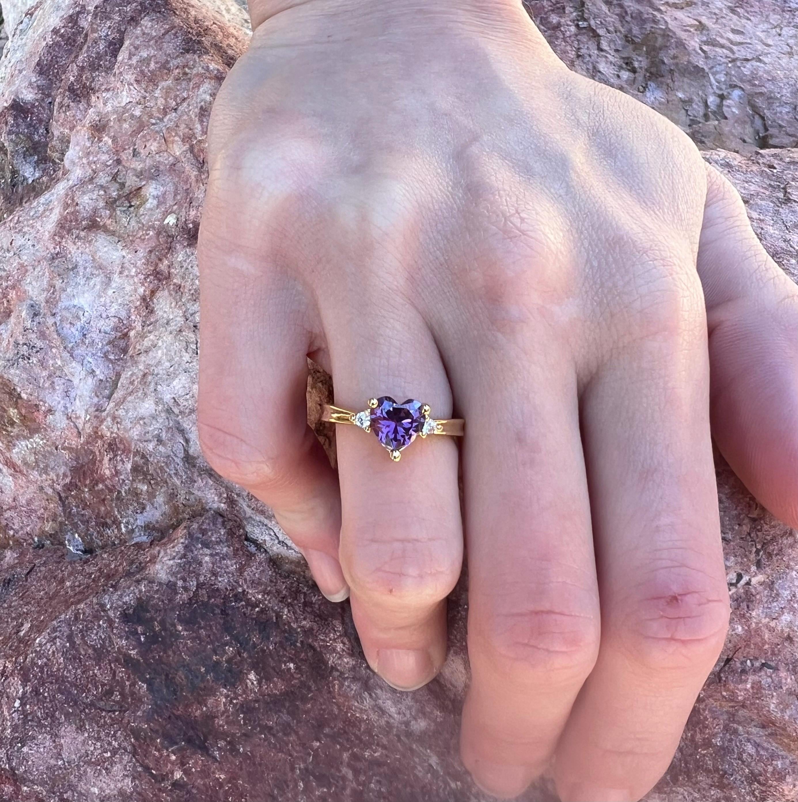 Gold Purple Heart Ring - Etsy