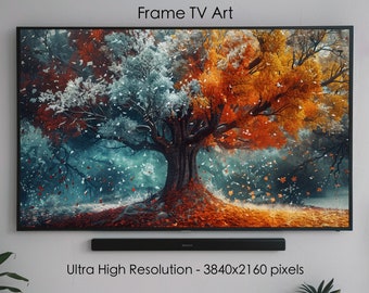 Frame TV Colorful Seasons Art / Arte texturizado para Frame TV Paquete de descarga digital / Pintura al óleo Paisaje de primavera Arte abstracto de televisión