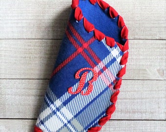 Tartan plaid eyeglass case with initial; glasses case or mask holder; plaid sunglasses case, personalized custom initial gifts, plaid gift