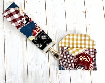Florida State patchwork lanyard and wallet set; graduation gift; FSU Seminoles gift