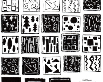 Full Sheet Red Rubber Stamps Original Christmas Cubes designs 28 stamps