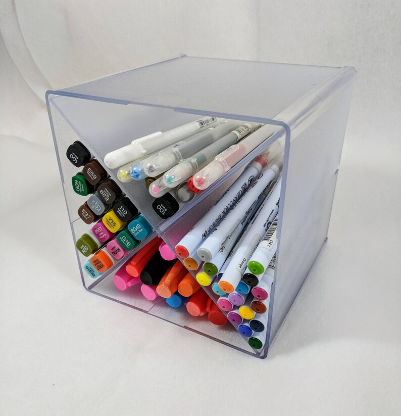Deflectostackable X Divided Clear Cube Storage Organizer Pen Etsy