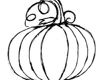 classic pumpkin-JUMBO Red Rubber Stamp-Original design 01107, halloween rubber stamp, pumpkin rubber stamp, fall stamp, thanksgiving stamp