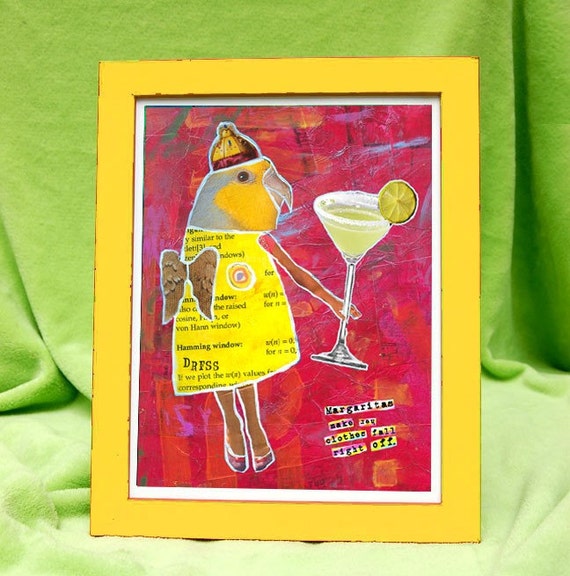 Items similar to Margaritas Make Her Clothes Fall Right Off . . . It is a Folk Art Collage