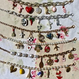 Build Your Own Custom Charm Bracelet, Gold & Silver Charm bracelet, Multi charm bracelet, Vintage Style Chunky bracelet, Charm Bracelet