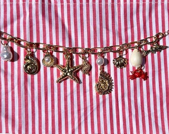 Bracelet à breloques côtier, chaîne en or, breloques de plage