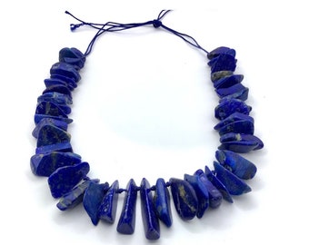 Handmade Lapis Lazuli Necklace! Unique Tumbled stone design.