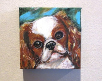 Cavalier King Charles Spaniel original painting, gift for friend, doglover gift, dog portrait, birthday gift, dog artwork by Angie Ketelhut