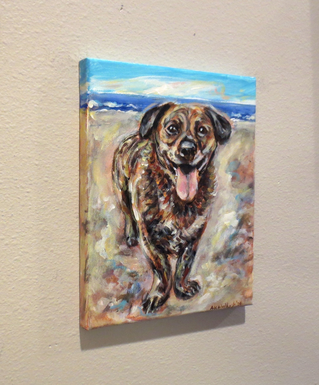 Custom Dog Portrait Painting, Acrylic Pet Portrait From Photo on Canvas ...