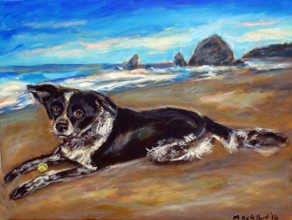 Dog on Beach original painting Custom Pet Painting Made to | Etsy