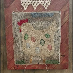 Primitive Punch Needle Chicken Punchneedle  Miniature Rug Hooking Punchneedle PDF Epattern Download Pattern Hickety Pickety