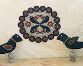 Primitive Crow Crows Blackbirds Black Birds Penny Rug Pincushion Finials Miniature Quilt Pattern EPattern PDF by Hickety Pickety 111