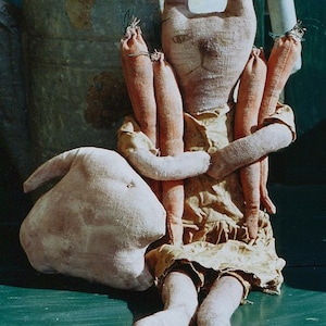 Primitive Puppe Kaninchen Ostern Muster Frühlingsdekoration Häschen Karotten Epattern PDF Volkskunst Folkart Hickety Pickety AS36