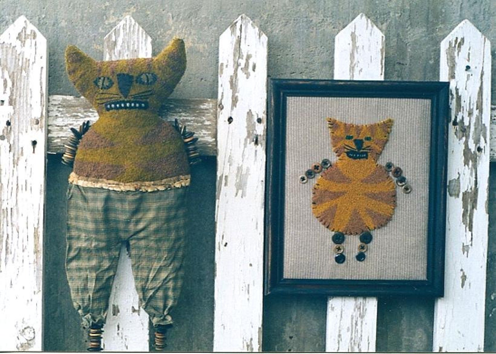 Primitive Leaping Cat Pattern Primitive Cat Doll Pattern Needle Punch Needlepunch Epattern Punch ...