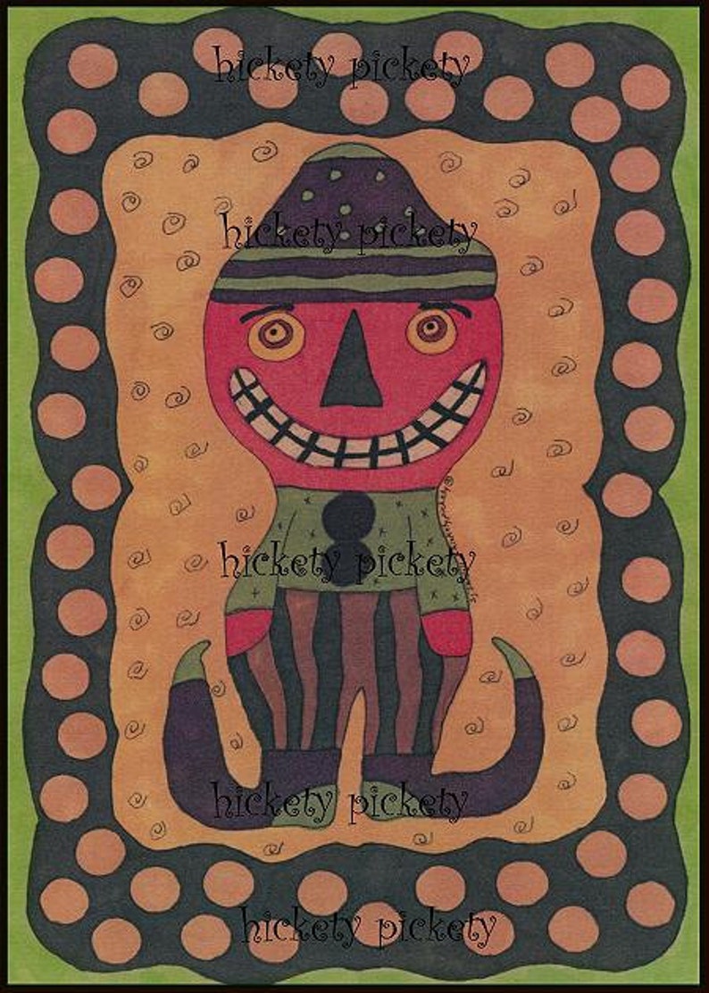 Primitive Halloween Pattern EPattern JOL Pumpkin Purse Ornament Pillow Doll PDF by Hickety Pickety 083 image 2