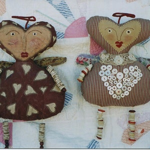 Primitive Valentine Doll Pattern EPattern PDF Applique Heart Buttons  Folkart Folk Art Printable  by Hickety Pickety AS19