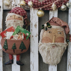 Poupée père Noël motif primitif EPattern PDF porte-cartes de Noël St. Nick Christmas Trees appliqué par Hickety Pickety 114