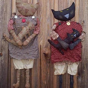 Primitieve kattenpop patroon EP-patroon pdf handbeschilderd stof volkskunst volkskunst Hickety Pickety AS12
