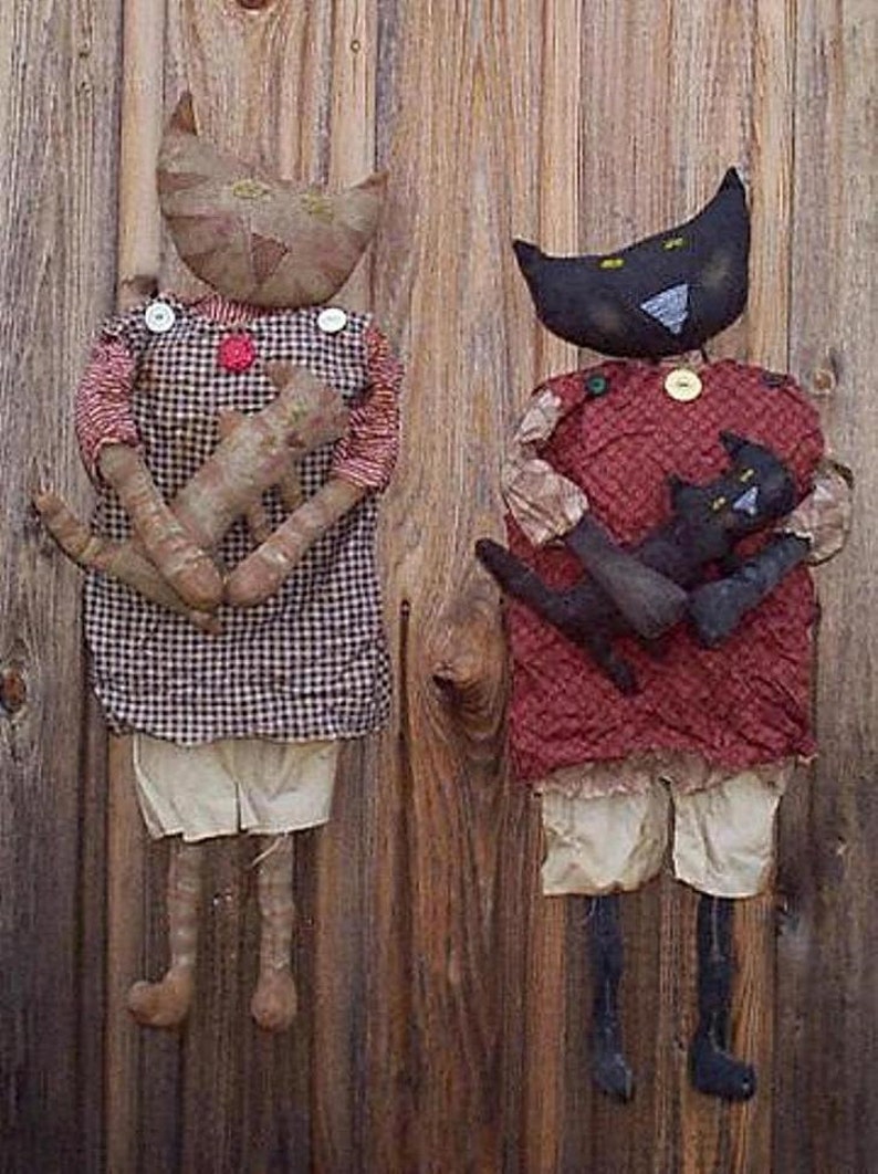 Primitive CAT Doll Pattern EPattern PDF Handpainted Fabric Folkart Folk Art Hickety Pickety AS12 image 1