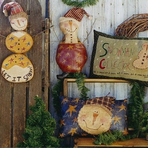 Christmas Snowman Pattern Primitive Snowmen EPattern PDF Sitchery Pillow Wood Door Hanger Folk Art Folkart  by Hickety Pickety 071
