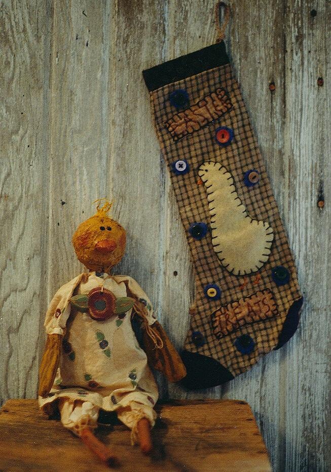 Primitive Easter Chick Doll Pattern Spring Stocking  Epattern Clay Celluclay  PDF Folk Art Folkart Hickety Pickety 062