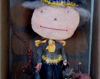 Primitive Halloween Pattern EPattern PDF Witch Doll Mixed Media Figurine Folk Art by Hickety Pickety  AS42