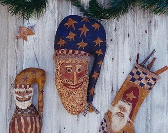 Santa Claus Doll Primitive Pattern EPattern PDF Christmas Stocking Ornament  Paper Mache Clay St. Nick  by Hickety Pickety 087