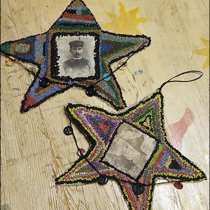 Primitive Punch Needle Star Garland Banner Halloween Witch Man Woman Needlepunch Downloadable Antique Images Printable Hickety Pickety