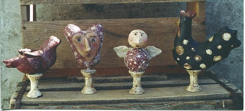 Primitive Valentine Angel Heart Pattern Chicken Bird Epattern PDF Mixed Media Wood Spools Figurine Makedo Hickety Pickety 104 image 1