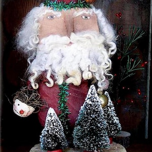 Christmas Pattern EPattern PDF Primitive Santa Doll Figurine Paperclay Snowman Xmas by Hickety Pickety AS43 image 1
