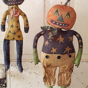 Primitive Halloween Pattern EPattern PDF Black Cat Pumpkin  JOL Doll  Folk Art by Hickety Pickety -100