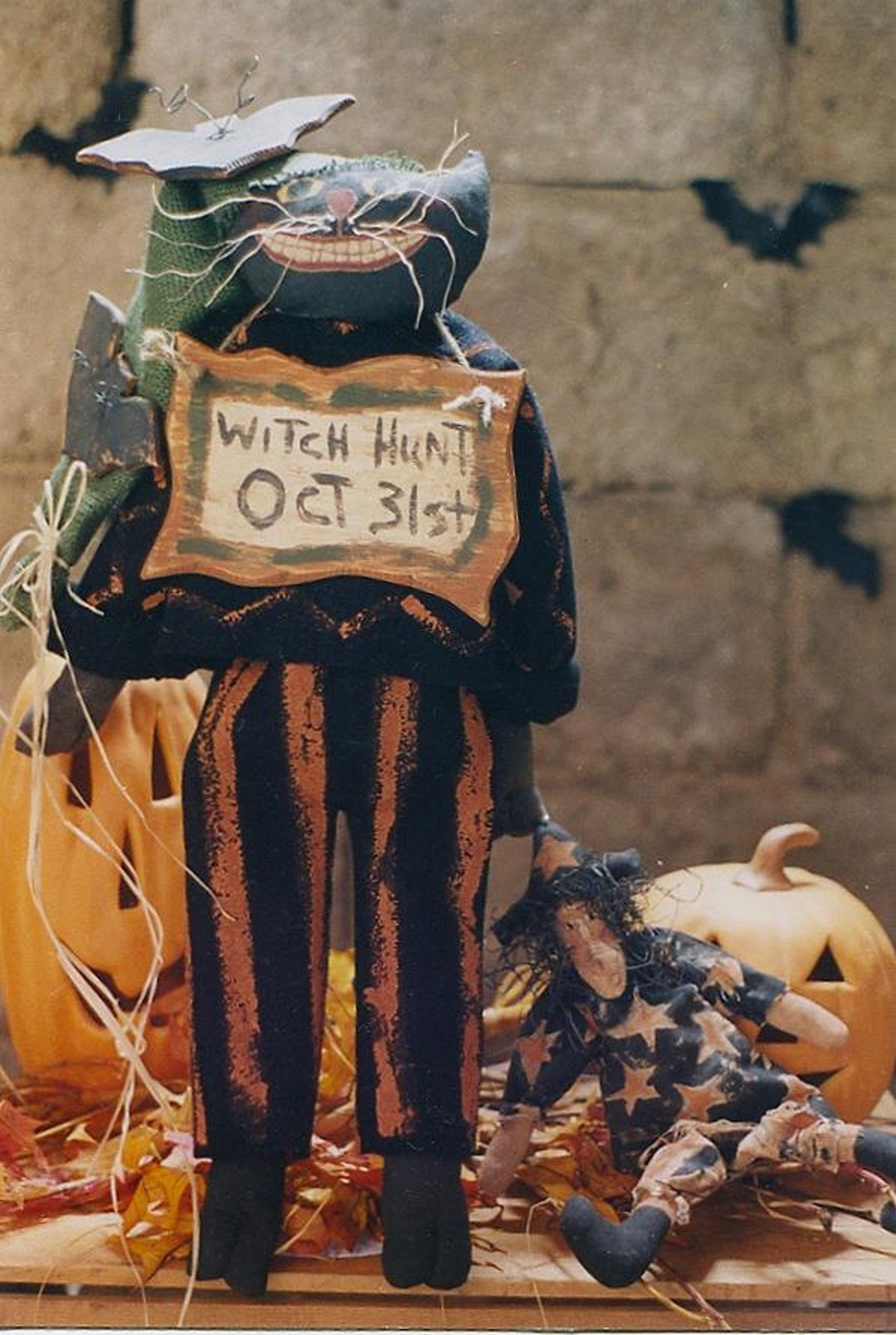 Primitive Halloween Pattern PDF Epattern Black Cat Witch Doll Dolls ...