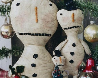 Snowman Doll Pattern Primitive Christmas Snowmen EPattern PDF Folkart  Folk Art by Hickety Pickety AS23
