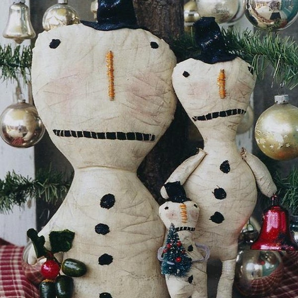 Snowman Doll Pattern Primitive Christmas Snowmen EPattern PDF Folkart  Folk Art by Hickety Pickety AS23