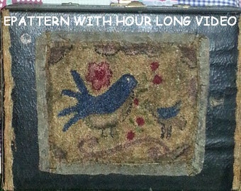 Primitive Punch Needle Pattern Needlepunch Birds Online Video DIY Tutorial Online Class PDF Epattern Download  Hickety PIckety